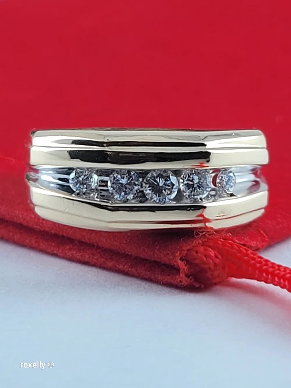 14K Yellow Gold Genuine Diamonds Band Ring Size 6.75, Solid Gold! 👌🎁